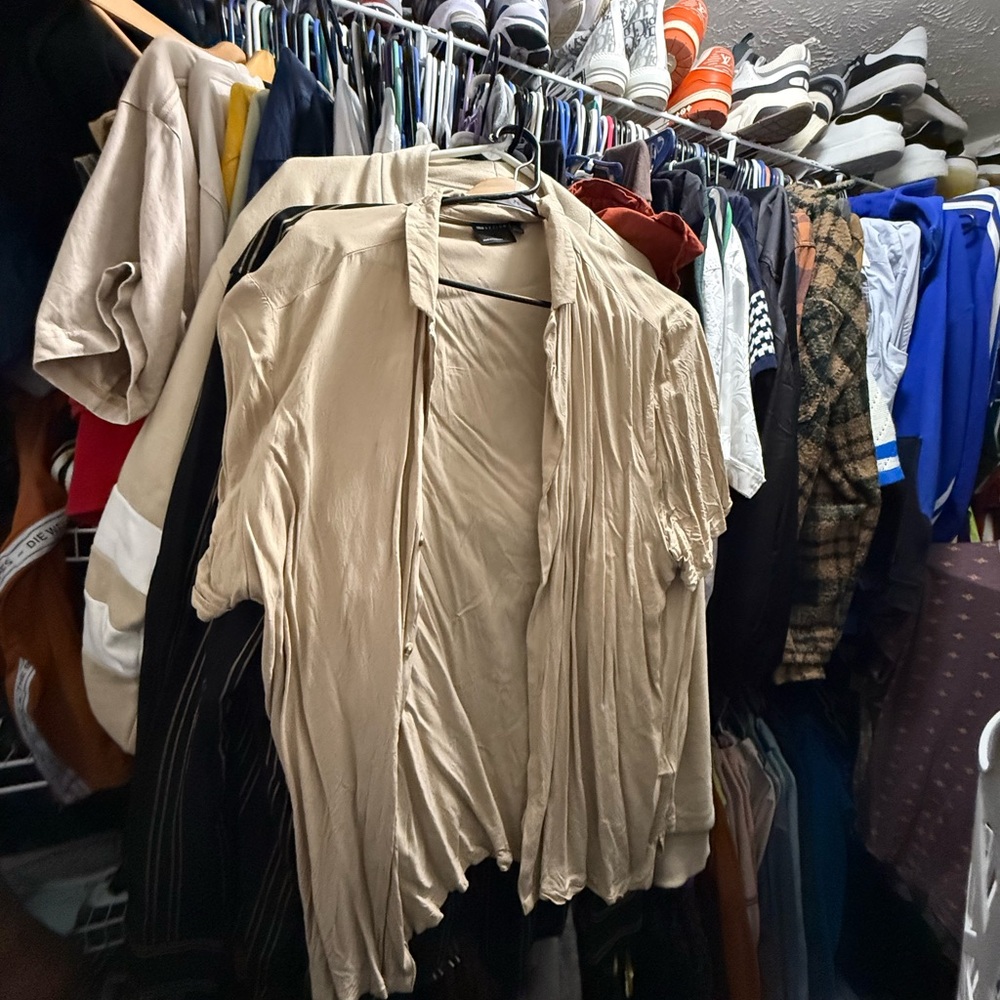 Beige Button-Up Shirt